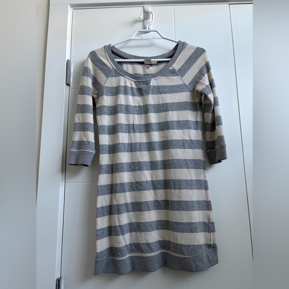 Roxy Gray and Cream Knit Sweater tunic dress